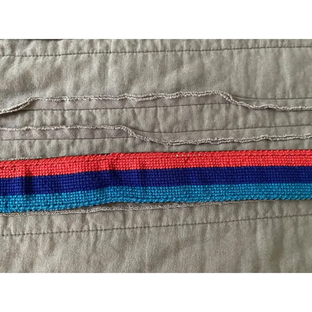 Vintage R.E. Fennell Mens Needlepoint Leather Sterling Silver Belt 34